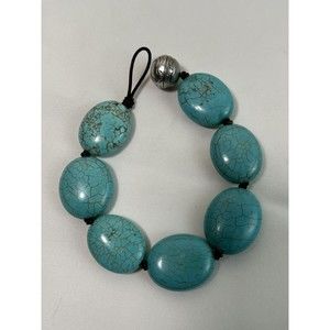 Turquoise Colored Dyed Stone Bracelet‎ 9" Leather Toggle
